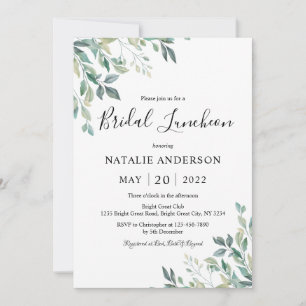 Elegant Eucalyptus Greenery Rustic Bridal Luncheon Kaart