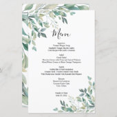 Elegant Eucalyptus Greenery Rustic Wedding Menu (Voorkant / Achterkant)