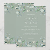 Elegant Eucalyptus Greenery Sage Green Wedding Kaart (Voorkant / Achterkant)