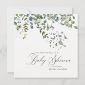 Elegant Eucalyptus Greenery Script Baby shower Kaart (Voorkant)