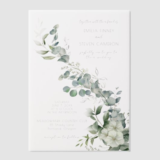 Elegant Eucalyptus Greenery Vellum Uitnodigingen (Voorkant)
