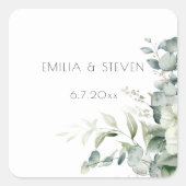 Elegant Eucalyptus Greenery Vierkante Sticker (Voorkant)
