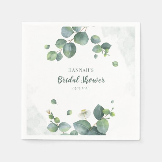 Elegant Eucalyptus Greenery Vrijgezellenfeest Pape Servet (Voorkant)