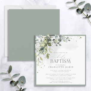 Elegant Eucalyptus Greenery Waterverf Baptisme Kaart