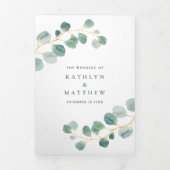 Elegant Eucalyptus Greenery Waterverf Wedding Drieluik Uitnodiging (Cover)