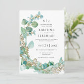 Elegant Eucalyptus Greenery Waterverf Wedding Kaart (Staand voorkant)