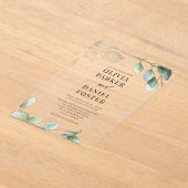 Elegant Eucalyptus Greenery Wedding Acryl Uitnodigingen (Laagn)