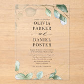 Elegant Eucalyptus Greenery Wedding Acryl Uitnodigingen (Voorkant)
