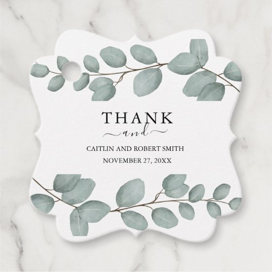 Elegant Eucalyptus Greenery Wedding  Bedankjes Labels (Voorkant)