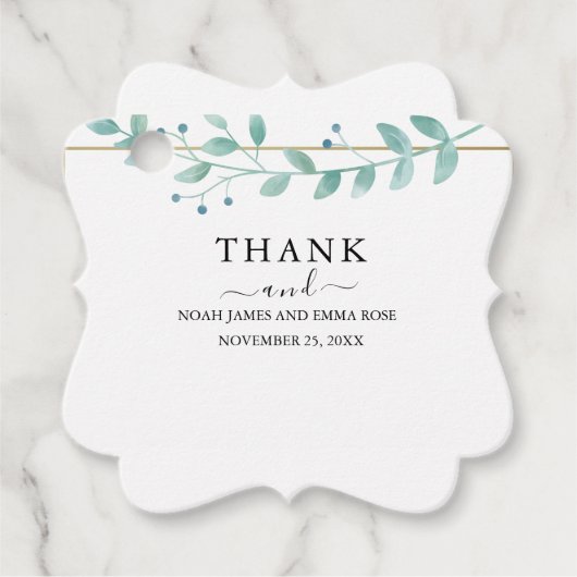 Elegant Eucalyptus Greenery Wedding  Bedankjes Labels (Voorkant)