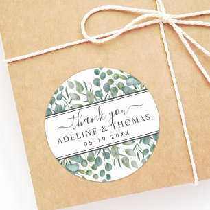 Elegant Eucalyptus Greenery Wedding Bedankt Ronde Sticker