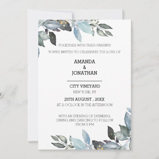 Elegant Eucalyptus Greenery Wedding Invitation Kaart (Voorkant)
