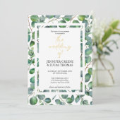 Elegant Eucalyptus Greenery Wedding Invitation Kaart (Staand voorkant)
