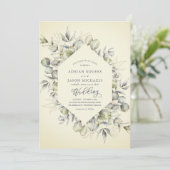 Elegant Eucalyptus Greenery Wedding Invitation Kaart (Staand voorkant)