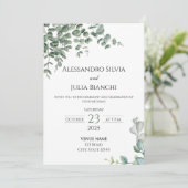 Elegant Eucalyptus Greenery Wedding Invitation Kaart (Staand voorkant)