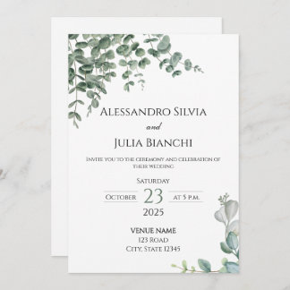 Elegant Eucalyptus Greenery Wedding Invitation Kaart
