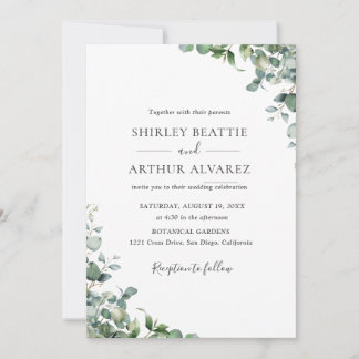 Elegant Eucalyptus Greenery Wedding Kaart