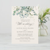 Elegant Eucalyptus Greenery Wedding Kaart (Staand voorkant)