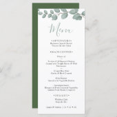 Elegant Eucalyptus Greenery Wedding Menu Card (Devant / Derrière)