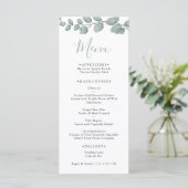 Elegant Eucalyptus Greenery Wedding Menu Card (Debout devant)