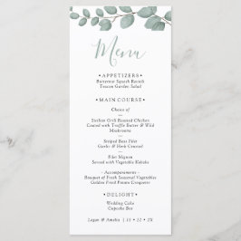 Elegant Eucalyptus Greenery Wedding Menu Card