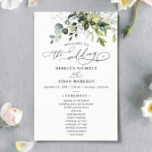 Elegant Eucalyptus Greenery Wedding Programme