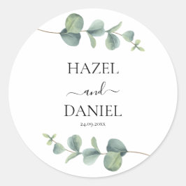 Elegant Eucalyptus Greenery Wedding Ronde Sticker