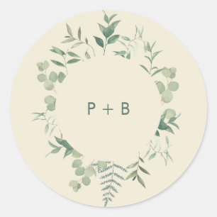 Elegant Eucalyptus Greenery Wedding Ronde Sticker