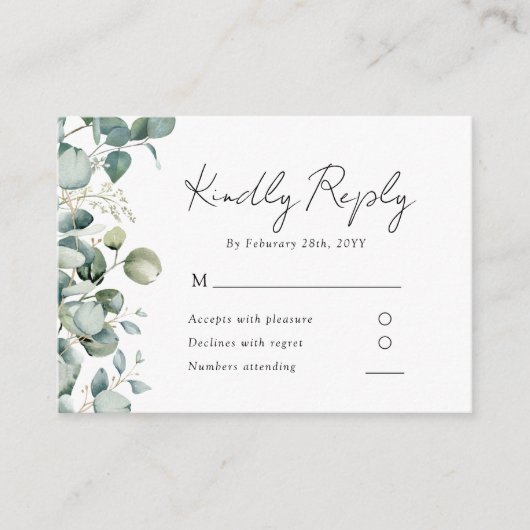 Elegant Eucalyptus Greenery Wedding RSVP Informatiekaartje