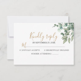 Elegant  Eucalyptus Greenery Wedding  RSVP Kaartje