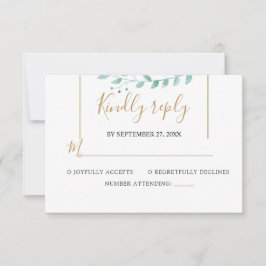 Elegant  Eucalyptus Greenery Wedding RSVP Kaartje