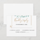 Elegant  Eucalyptus Greenery Wedding RSVP Kaartje (Voorkant / Achterkant)