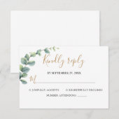 Elegant  Eucalyptus Greenery Wedding RSVP Kaartje (Voorkant / Achterkant)