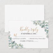 Elegant  Eucalyptus Greenery Wedding  RSVP Kaartje (Voorkant / Achterkant)