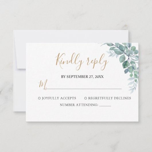 Elegant Eucalyptus Greenery Wedding RSVP Kaartje (Voorkant)