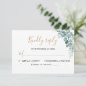 Elegant Eucalyptus Greenery Wedding RSVP Kaartje (Staand voorkant)