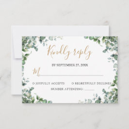 Elegant  Eucalyptus Greenery Wedding  RSVP Kaartje