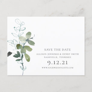 Elegant Eucalyptus Greenery Wedding Save the Date Aankondigingskaart