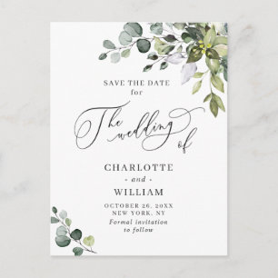 Elegant Eucalyptus Greenery Wedding Save the Date Briefkaart