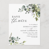 Elegant Eucalyptus Greenery Wedding Save the Date Briefkaart (Voorkant)