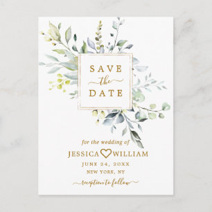 Elegant Eucalyptus Greenery Wedding Save the Date Briefkaart