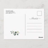 Elegant Eucalyptus Greenery Wedding Save the Date Briefkaart (Achterkant)