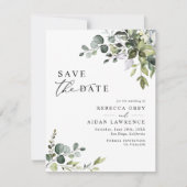 Elegant Eucalyptus Greenery Wedding Save the Date Kaart (Voorkant)