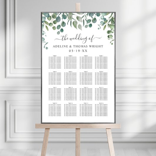 Elegant Eucalyptus Greenery Wedding Seating Seatin Poster