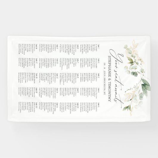 Elegant Eucalyptus Greenery Wedding Seating Seatin Spandoek (Horizontaal)