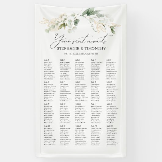 Elegant Eucalyptus Greenery Wedding Seating Seatin Spandoek (Verticaal)