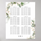 Elegant Eucalyptus Greenery Wedding Seding Chart Poster (Voorkant)