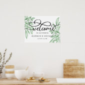Elegant Eucalyptus Greenery Wedding Welcome Sign Poster (Keuken)