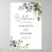Elegant Eucalyptus Greenery Wedding Welcome Sign Poster (Voorkant)