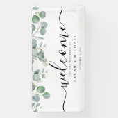 Elegant Eucalyptus Greenery Wedding Welkom Spandoek (Verticaal)